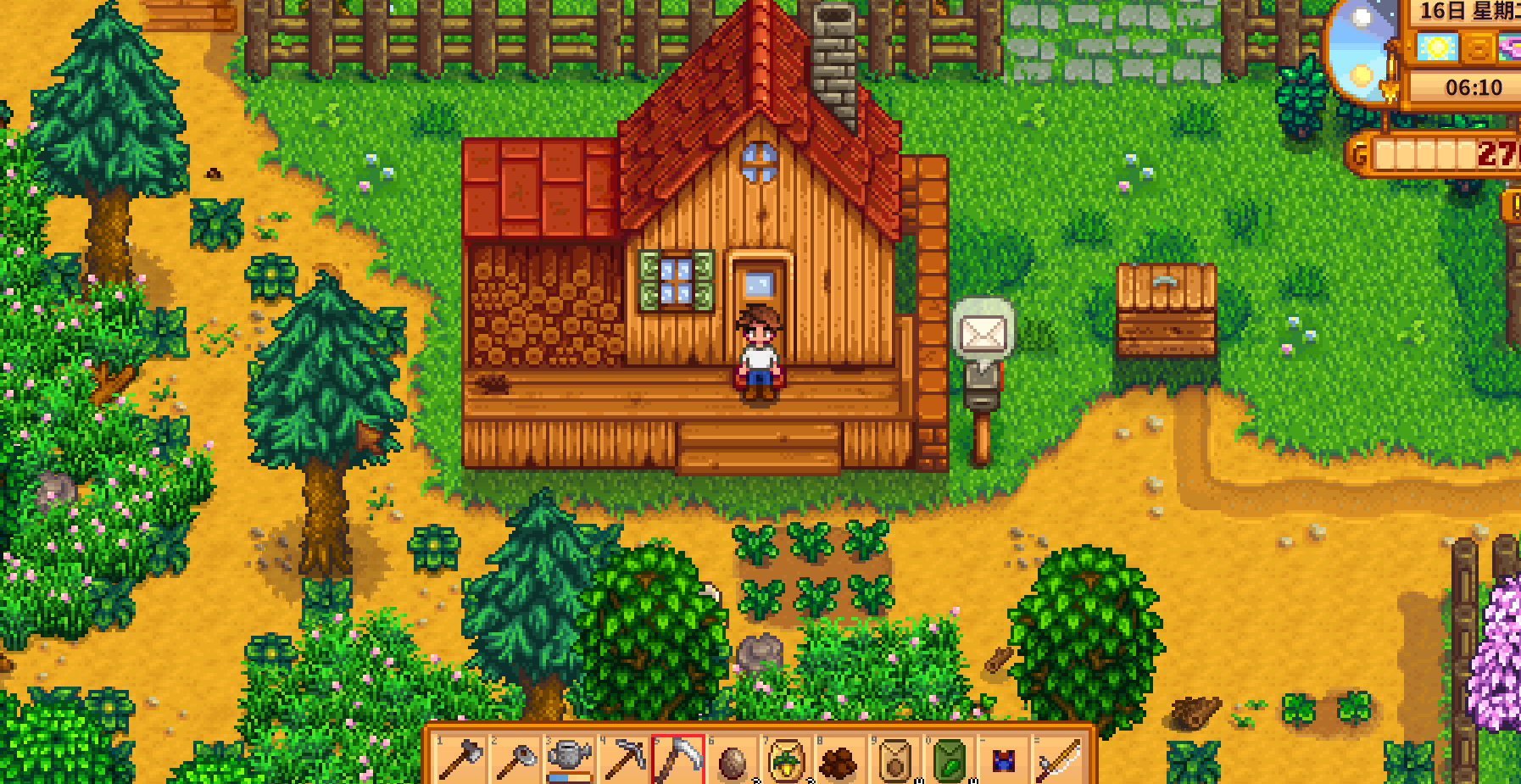 Stardew Valley Year 1 morning farmhouse mailbox check for quests and festival letters